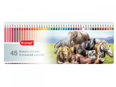 Tin 45 Coloured Pencils - Wild Animals 5012M45
